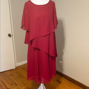 Elegant Red Layered Dress